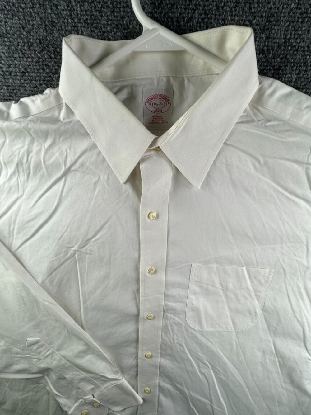 Brooks Brothers Cotton Long Sleeve Button Up Shirt 17.5 34/35 Regular Fit White